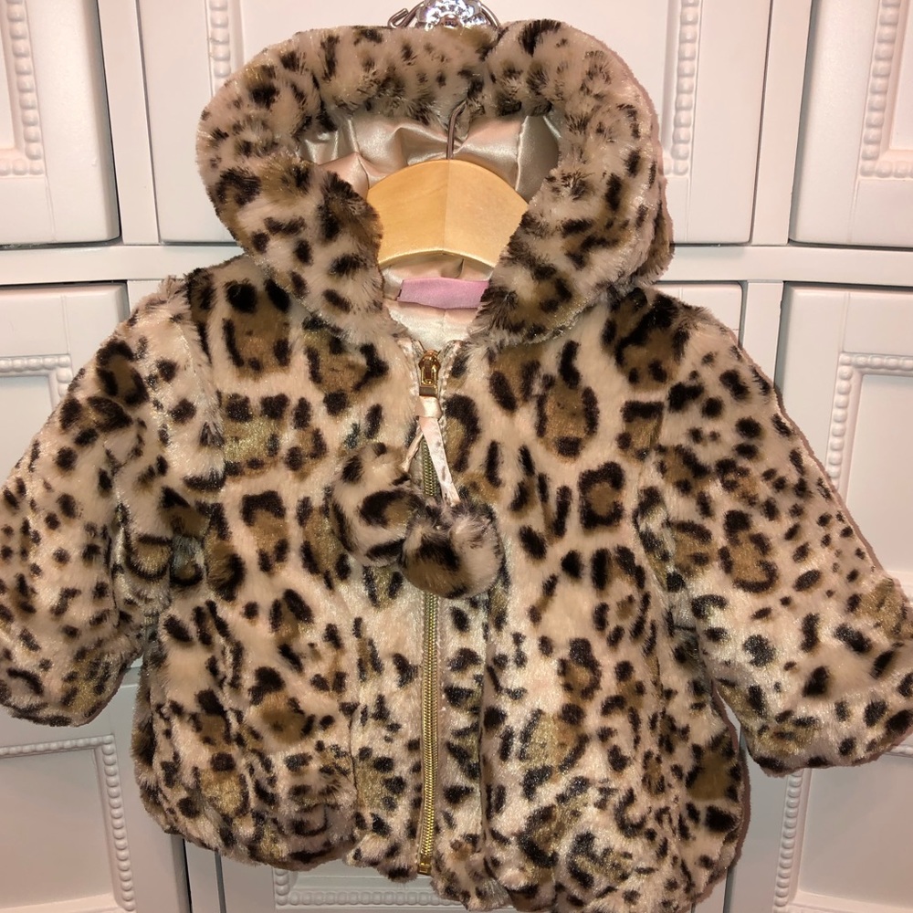 Pistachio Baby Faux Fur Leopard Jacket 6 months